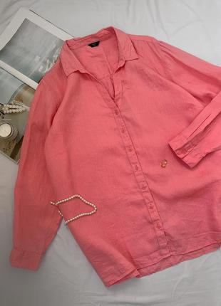 Рожева лляна сорочка6 фото