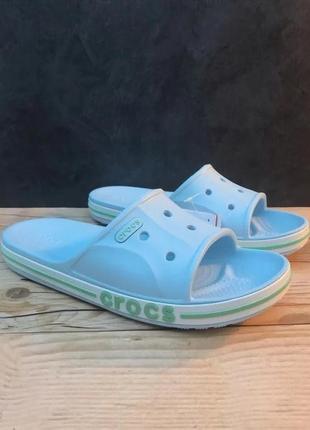 Крокс слайд баябенд голубі crocs bayaband slide mineral blue/pistachio