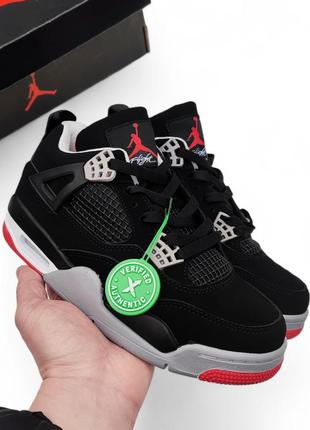 Жіночі кросівки nike air jordan 4 retro bred чорні4 фото