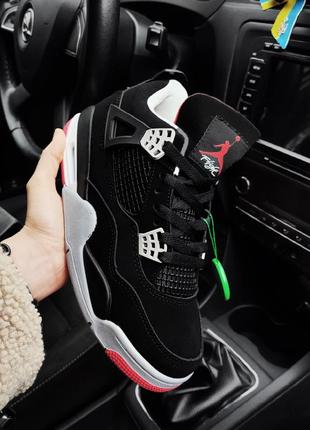 Жіночі кросівки nike air jordan 4 retro bred чорні2 фото