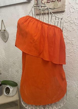 Солнечная, ярко - оранжевая блузка, топ на одно плечо. добавит вам энергии и радости)