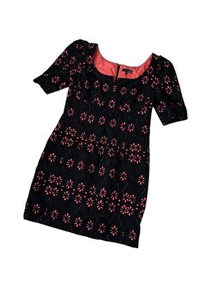 Сукня міні чорна прошва мереживо вибиті квіти