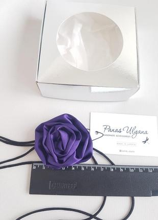 Чокер троянда фіолетова з атласу - 5-5,5 см4 фото