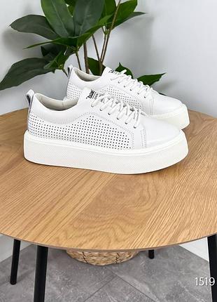 Кеди faure, білий, натуральна шкіра з перфорацією