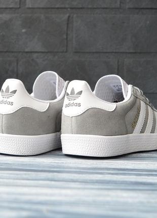 Жіночі замшеві кросівки adidas gazelle white grey адідас газелі4 фото