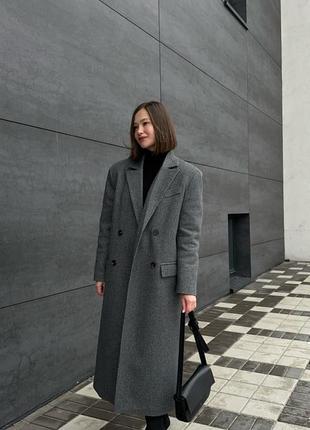 Жіноче пальто прямого крою з кашеміром10 фото