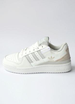 Жіночі шкіряні кросівки adidas forum 84 low white silver адідас форум