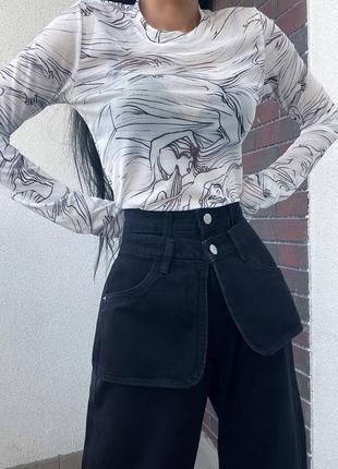 Класні модні джинси з баскою із спідницею1 фото