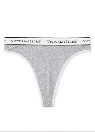 Трусики сірі меланж бавовняні стрінги оригінал victoria’s secret3 фото