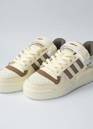 Жіночі шкіряні кросівки adidas forum 84 low white brown адідас форум