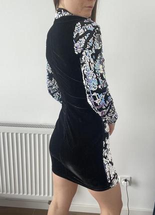 Нарядное черное платье в паетках2 фото