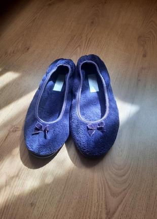 Чудові м'які плюшеві балетки фіолетового кольору туфлі черевики капці 24см 38р