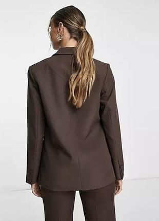 Оверсайз піджак, коричневий піджак, жакет оверсайз в шоколадному кольорі від бренду only7 фото