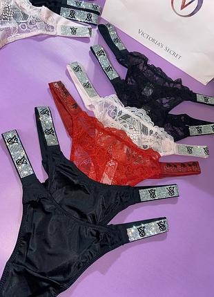 Трусики зі стразами з камнями victoria’s secret vs вікторія сікрет труси люкс колекція стрінги бразияльнки