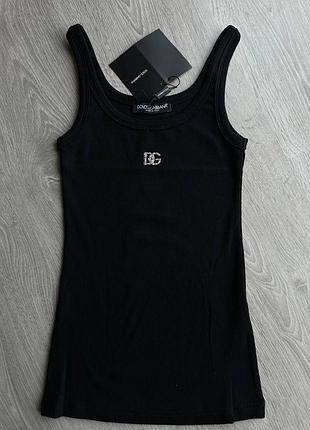 Майка в стилі dolce gabana чорна рубчик