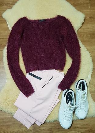 Свитер укороченный   пушистый