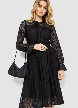 Ошатне плаття, колір чорний, 186r19602 фото