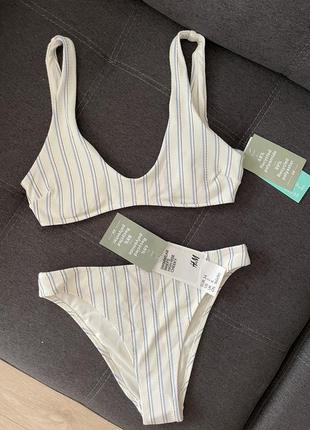 Новий крутий купальник в полоску h&m