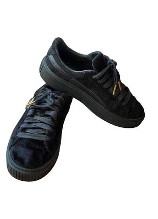 Puma basket platform velvet жіночі оригінальні кросівки 366038-023 фото