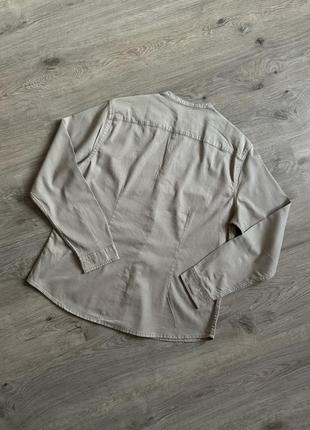 Сіро-бежева кремова сорочка без коміру низький комір стійкою грандад asos4 фото