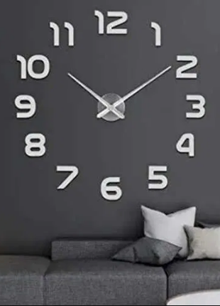 Великий настінний 3d годинник 120 см сірий zh0022 фото