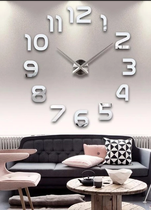 Великий настінний 3d годинник 120 см сірий zh0023 фото