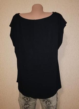 Красивая женская черная футболка, блузка в цветочный принт bhs6 фото