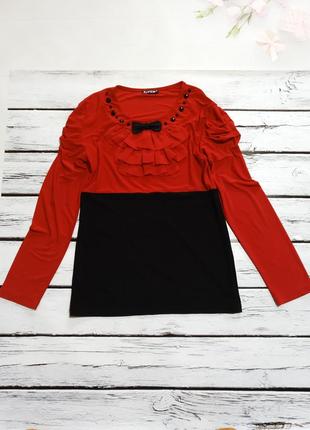 Шалено красива нарядна жіноча червона блуза блузка з декором1 фото