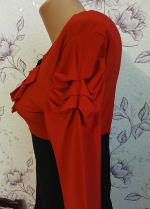 Шалено красива нарядна жіноча червона блуза блузка з декором4 фото