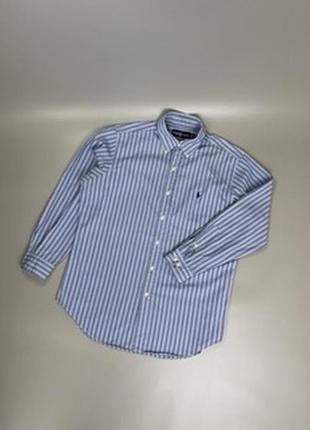 Голубая классическая рубашка polo ralph lauren в полоску, полоску, оригинал, поло ральф лорен, лауре3 фото