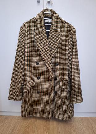 Шерстяное пальто пиджак в клетку mango, размер s-m.9 фото