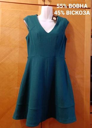 Нова вовна +віскоза  вишукана  сукня  р.10/ 36 від oasis з короткими рукавами