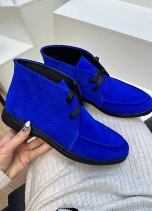 Класичні замшеві сині електрик черевики колір на вибір