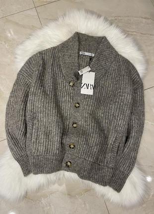 Вовняний светр кардиган бомбер
