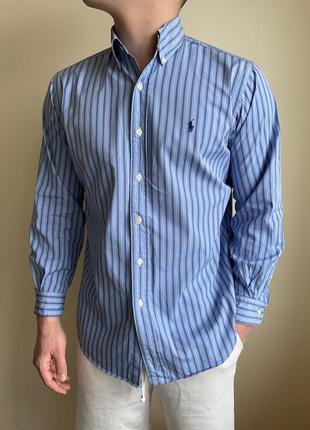 Класична блакитна сорочка polo ralph lauren, полоску, оригінал, поло ральф лорен, лаурен, синя
