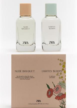 Набор 2шт*100мл eau de parfum духи zara lightly bloom + парфюм zara nude bouquet