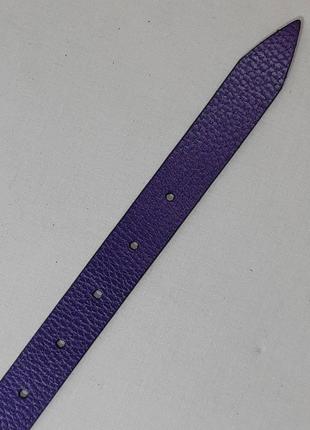 Ремінь 02.051.052 фіолетовий вузький (2,5 х 102 см) з сірою напівматовою пряжкою3 фото