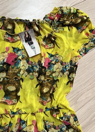 Сукня шифонова міді літнє плаття стиль бохо ліхтарики ярусна принт3 фото