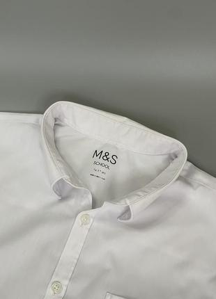 Однотонная белоснежная рубашка m&s, приталенная, зауженная, белая, базовая, классическая, под брюки, брюки, пиджак, костюм5 фото