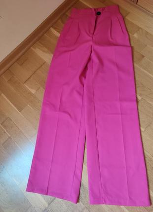 Рожеві штани брюки палацо3 фото
