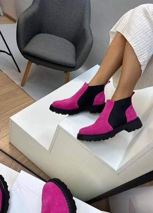 Черевики замшеві рожеві фуксія малинові
