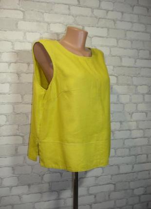 Льняная горчичная блузка без рукавом с разрезами "hobbs "      шри-ланка1 фото