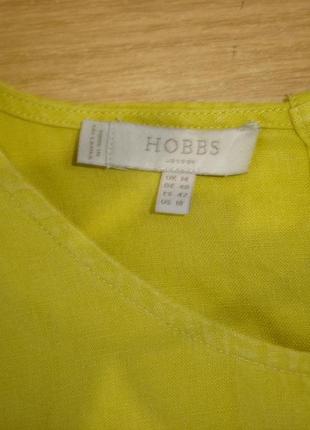 Льняная горчичная блузка без рукавом с разрезами "hobbs "      шри-ланка8 фото