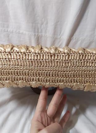 Винтажная плетеная сумка с деревянными ручками4 фото