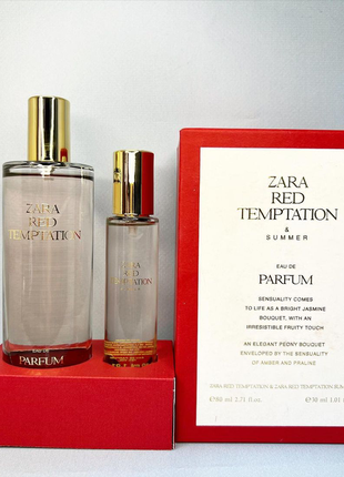 Набір парфуми zara red temptation 80ml + духи zara red temptation summer 30ml1 фото