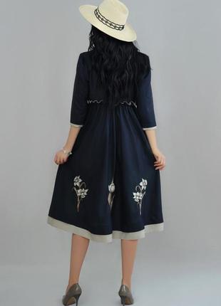 Сукня міді з авторською вишивкою «весняна прогулянка»8 фото