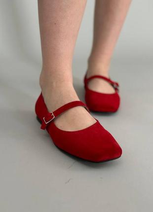 Женские замшевые туфли лодочки в стиле пуантов1 фото