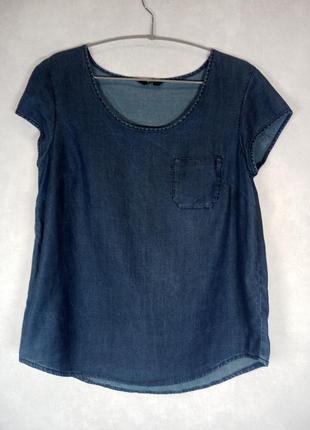 Джинсовая блуза синего цвета 46 размера4 фото
