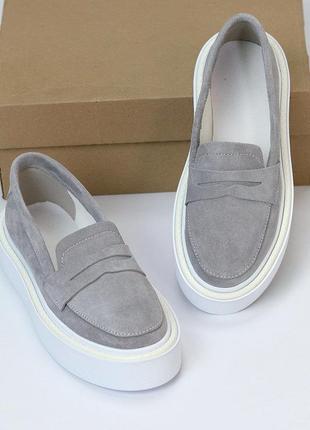 Замшеві лофери/жіноче взуття/лофери