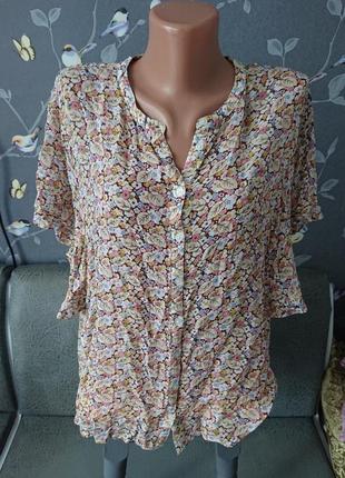Красивая блуза в цветы большой размер батал 52 /54 блузка5 фото